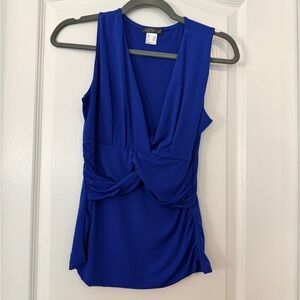 VENUS Royal Blue Draped Sleeveless Blouse